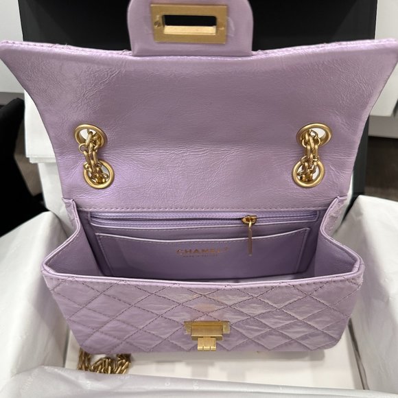 CHANEL 24P LAVENDER CALFSKIN MINI REISSUE 2.55 BAG GOLD HW - Picture 15 of 15